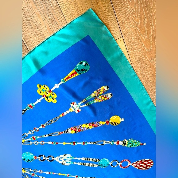 CARTIER PARIS, MUST De Silk Scarf RARE “My Diamonds & Rubies” Made In France - Picture 10 of 16